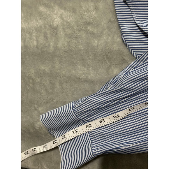John Varvatos USA Slim Fit Blue White Stripe Button Down Shirt Mens 16.5 / 32-33 - Picture 12 of 12